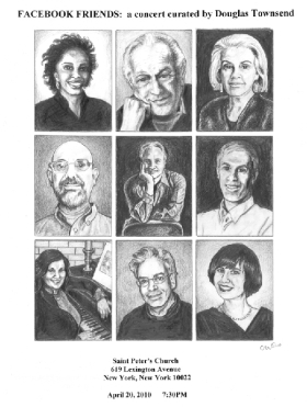 Facebook Friends Concert cover drawing by Carol Worthey